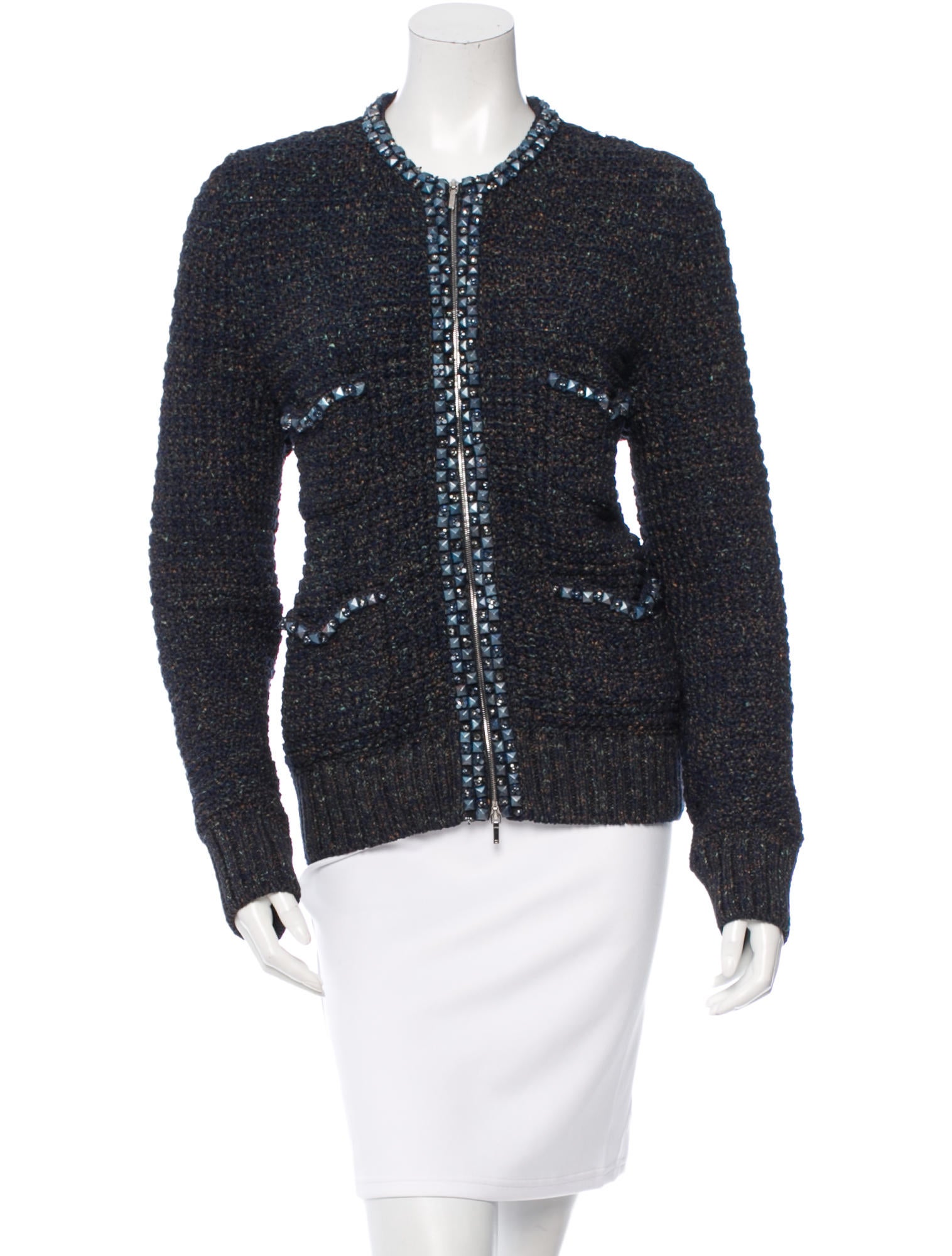 Chanel Spring 2015 Embellished Knit Jacket - Clothing - CHA119749 The RealReal