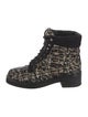 Chanel Interlocking CC Logo Tweed Combat Boots