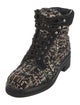 Chanel Interlocking CC Logo Tweed Combat Boots