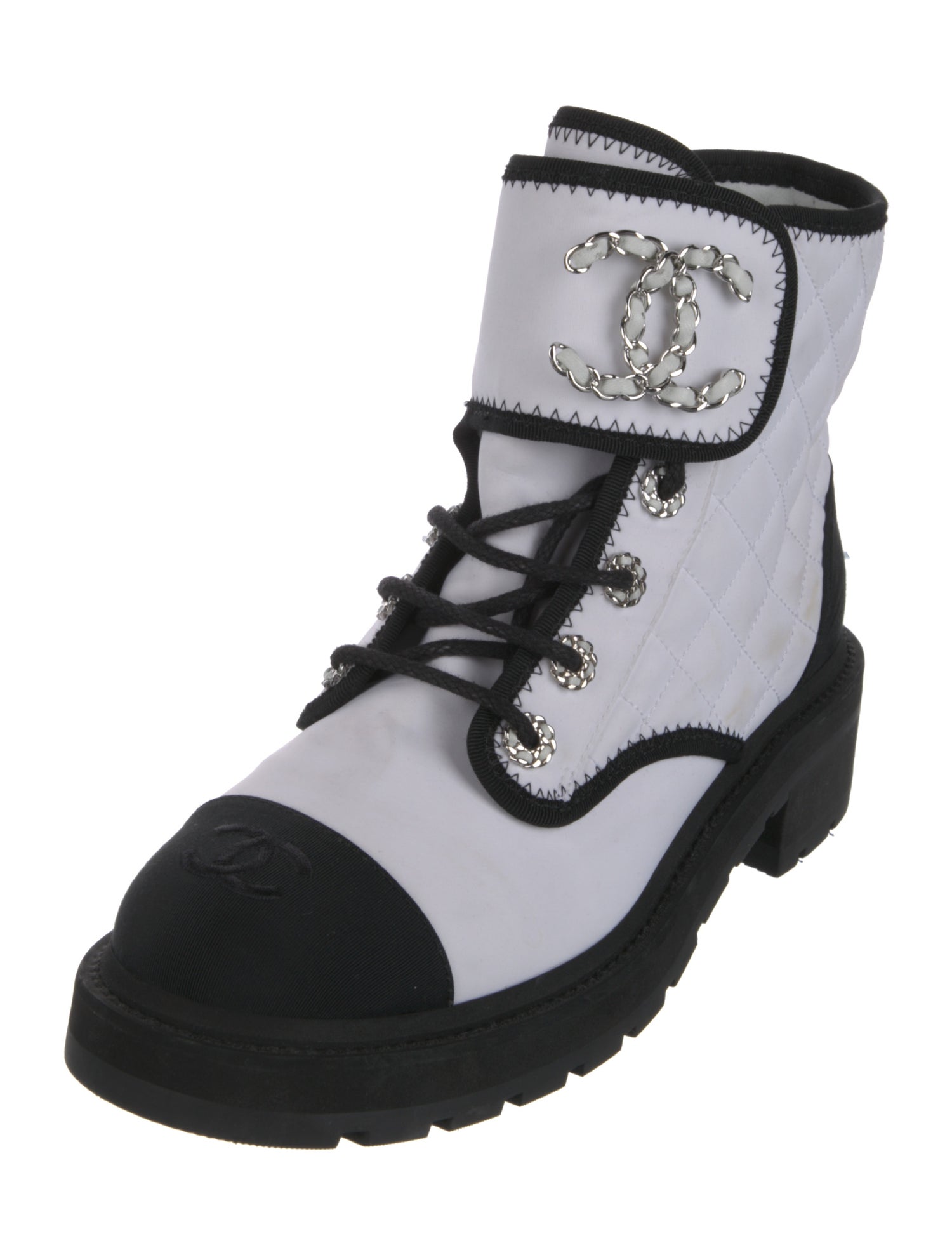 Chanel 2022 Interlocking CC Logo Combat Boots