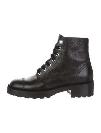 Chanel Interlocking CC Logo Leather Combat Boots
