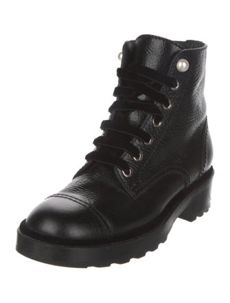 Chanel Interlocking CC Logo Leather Combat Boots
