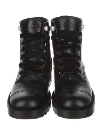Chanel Interlocking CC Logo Leather Combat Boots