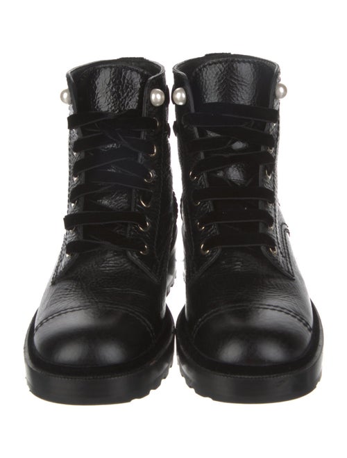 Chanel Interlocking CC Logo Leather Combat Boots
