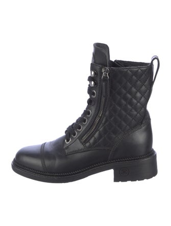 Chanel Interlocking CC Logo Leather Combat Boots