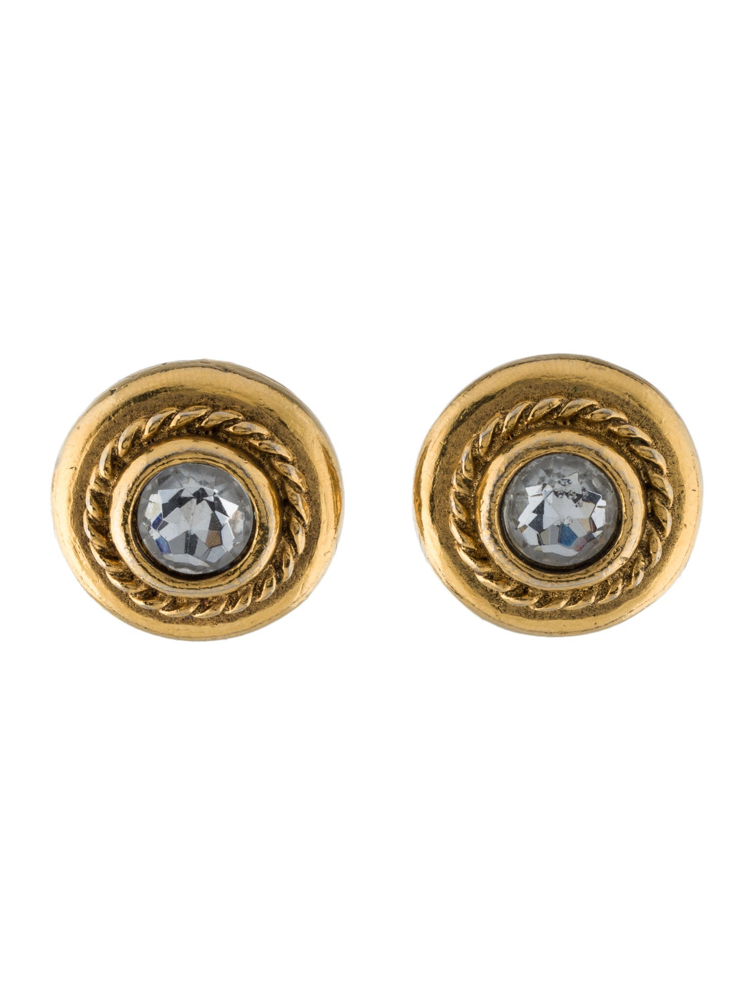 Chanel Vintage Strass CC Clip-On Earrings