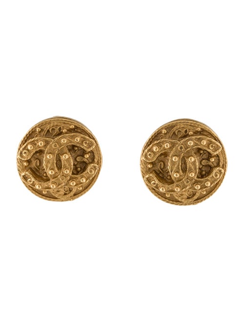 Chanel Vintage Textured CC Clip-On Earrings