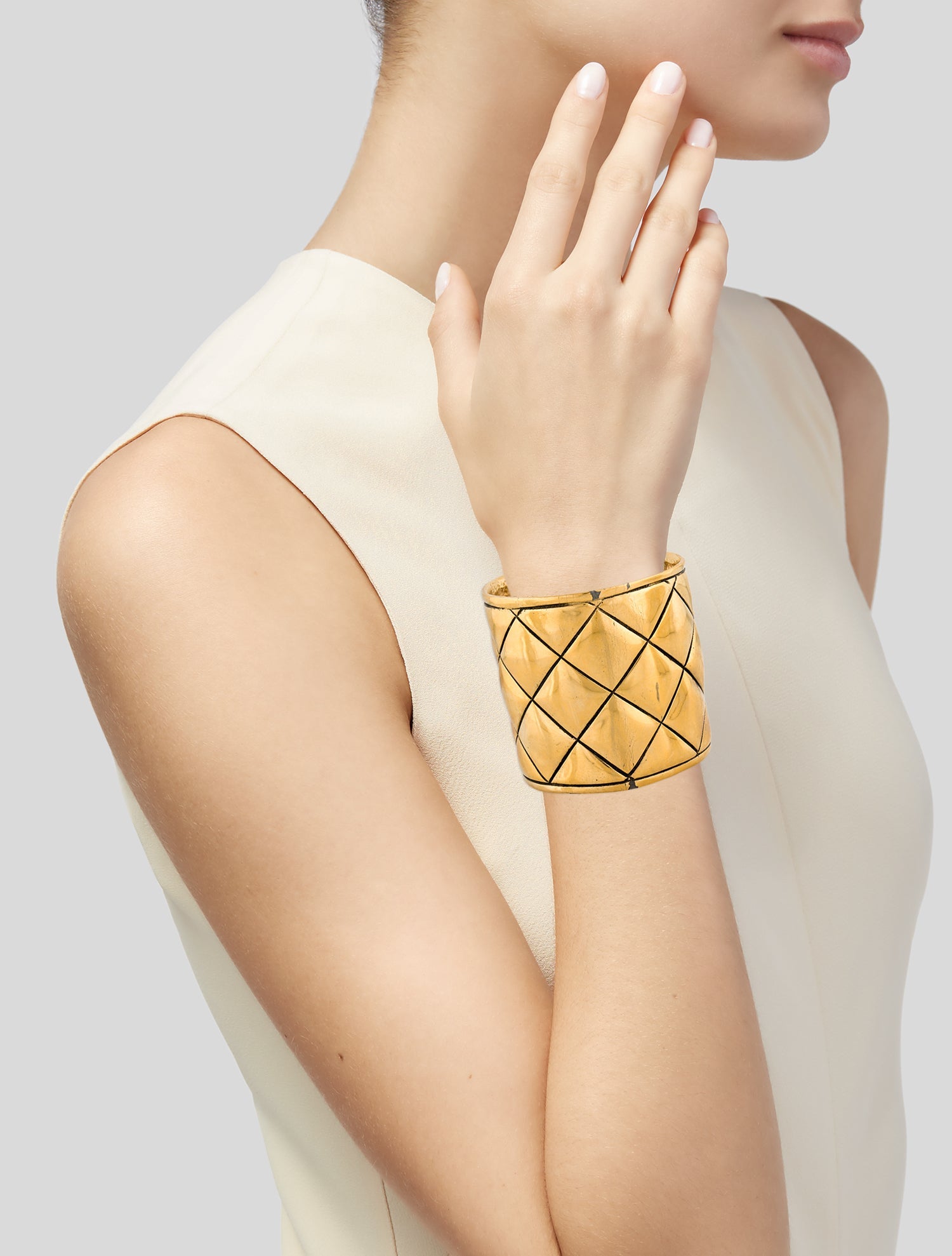 Chanel Vintage Quilted Cuff Bracelet