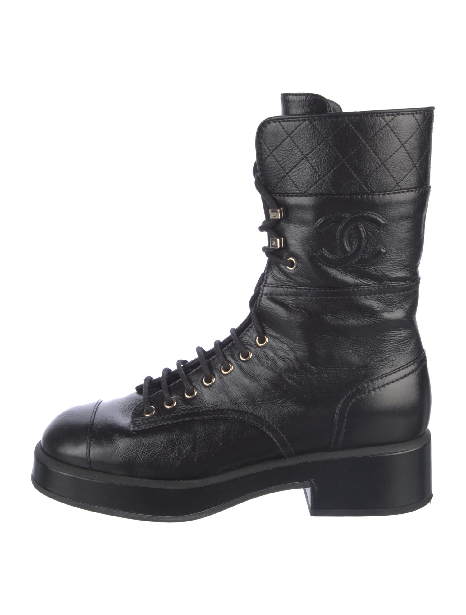 Chanel 2022 Interlocking CC Logo Combat Boots