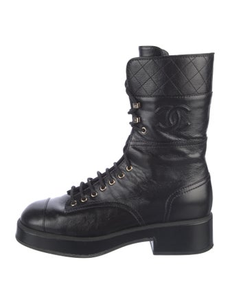 Chanel 2022 Interlocking CC Logo Combat Boots