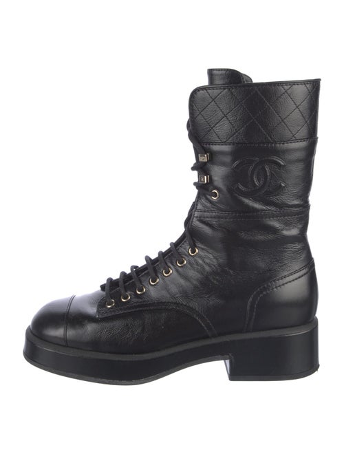 Chanel 2022 Interlocking CC Logo Combat Boots