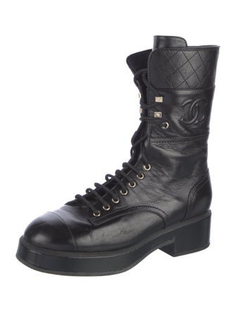 Chanel 2022 Interlocking CC Logo Combat Boots