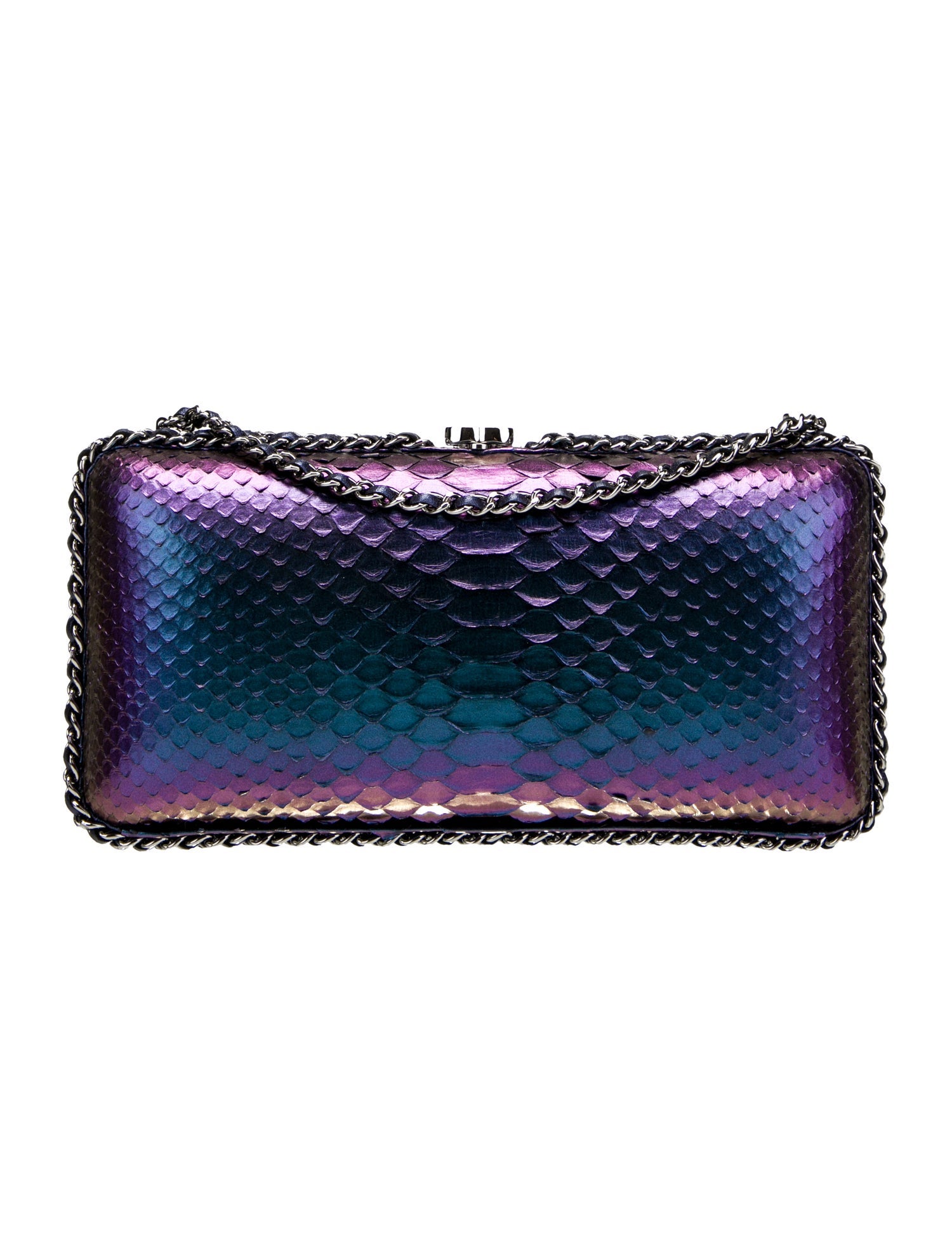 Chanel Metallic Python Chain Around Clutch