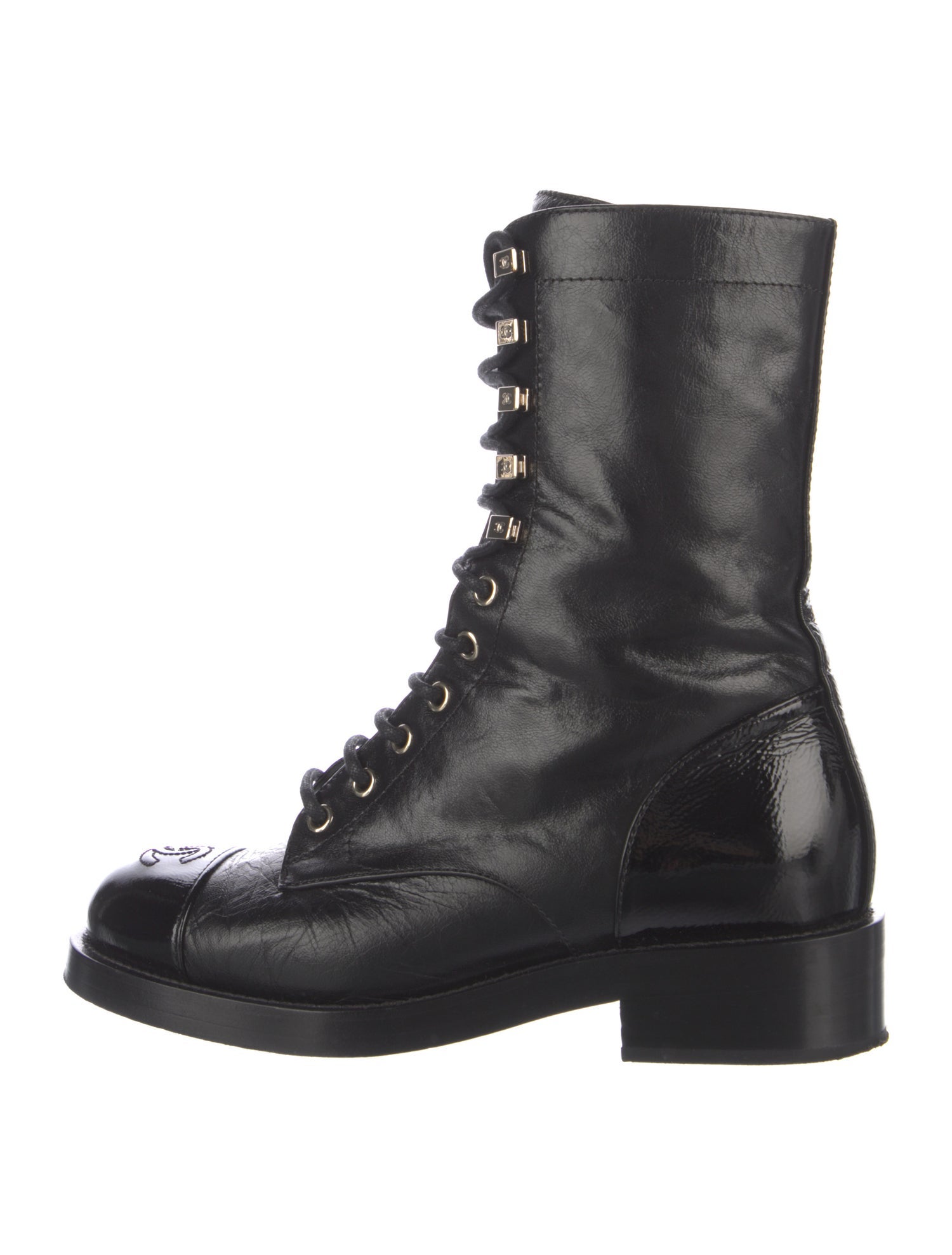 Chanel 2021 Interlocking CC Logo Combat Boots