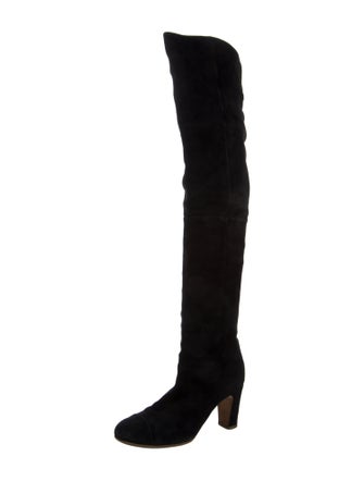 Chanel Interlocking CC Logo Suede Boots