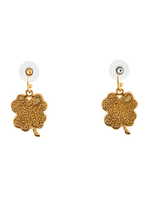 Chanel Resin Clover CC Hoop Drop Earrings