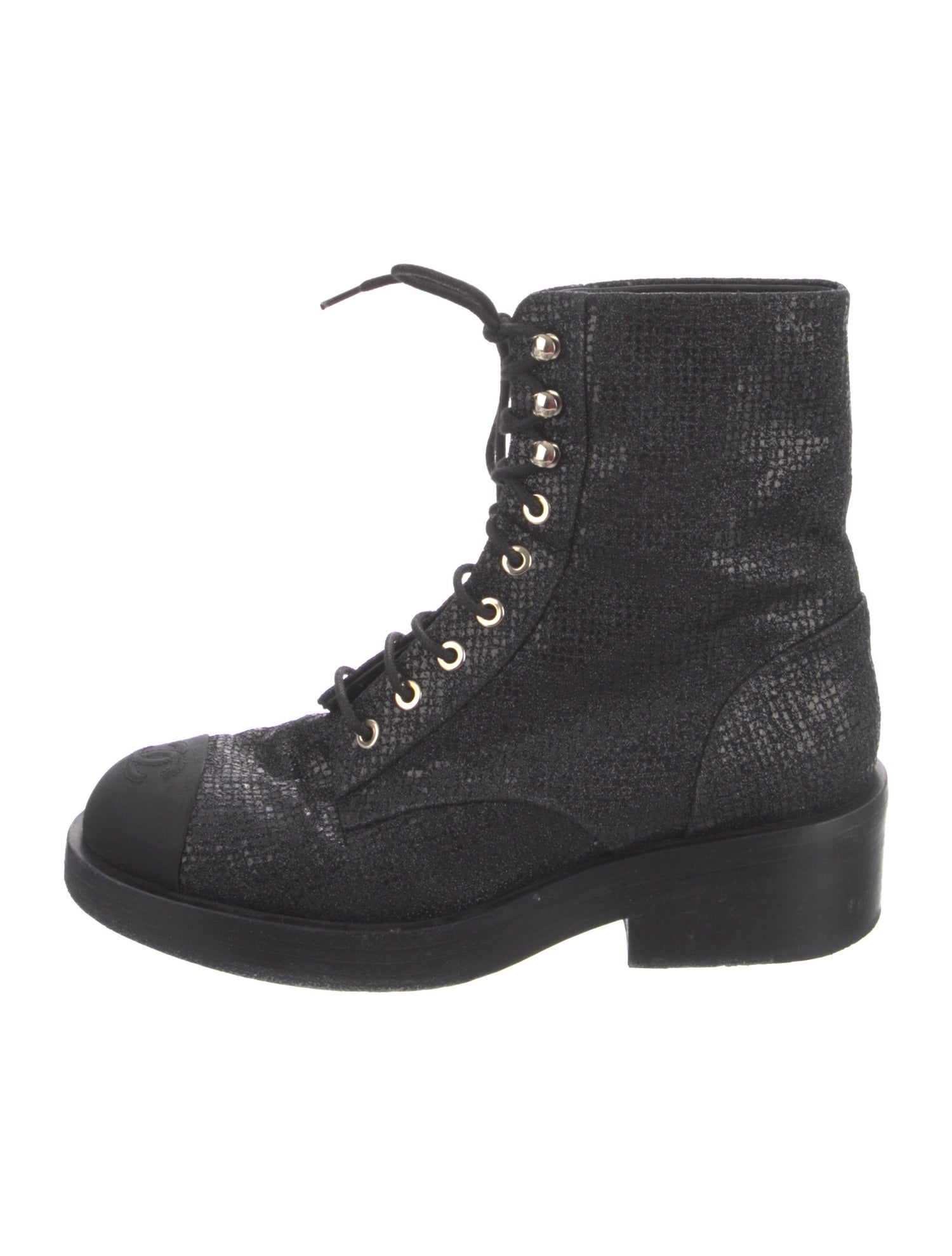 Chanel 2022 Interlocking CC Logo Combat Boots