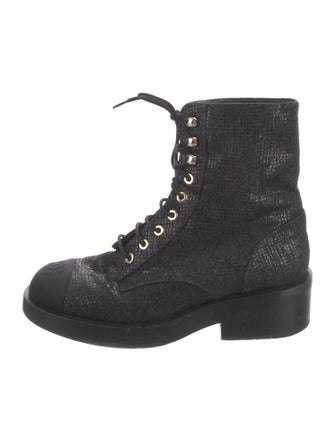 Chanel 2022 Interlocking CC Logo Combat Boots