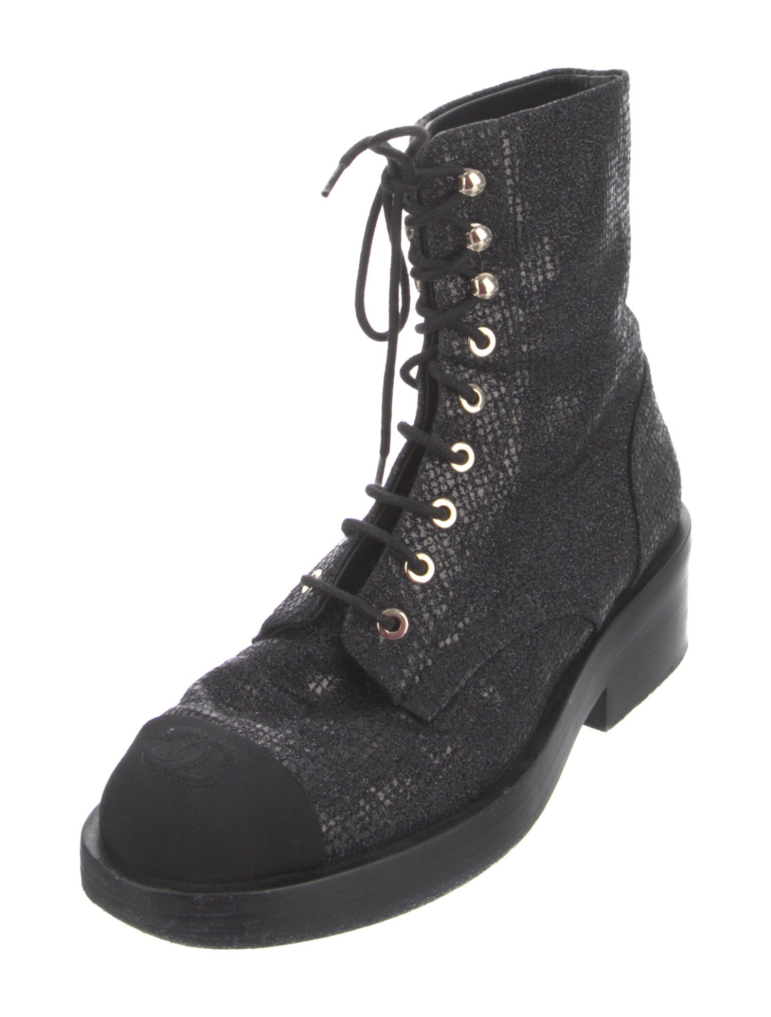 Chanel 2022 Interlocking CC Logo Combat Boots