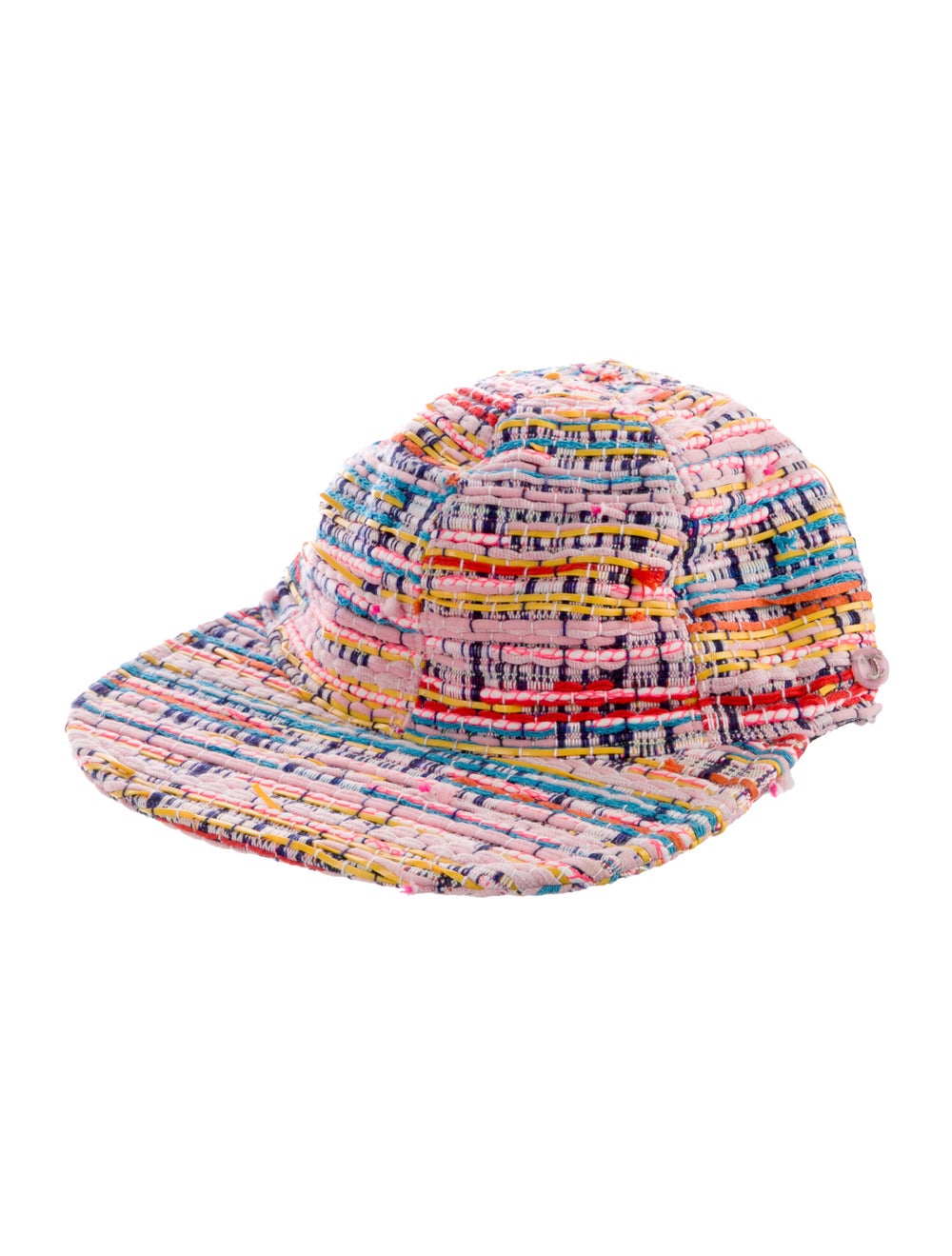 Pink and multicolor tweed Chanel baseball cap with interlocking CC