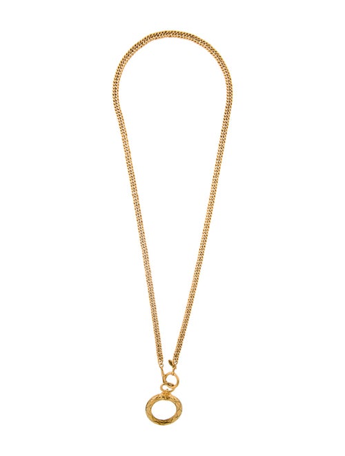 Chanel Vintage Quilted Magnifying Glass Pendant Necklace