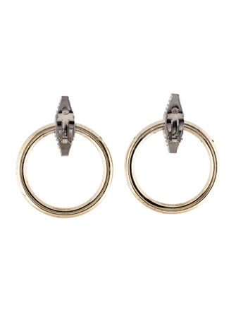 Chanel Strass Pave Knocker Hoop Earrings
