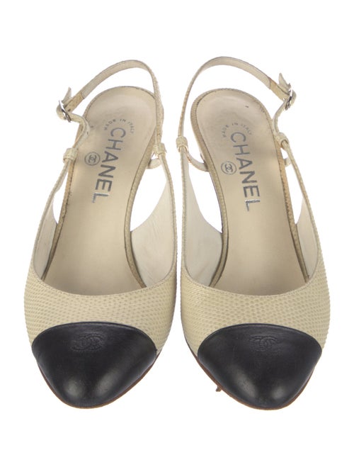 Chanel Interlocking CC Logo Lizard Slingback Pumps