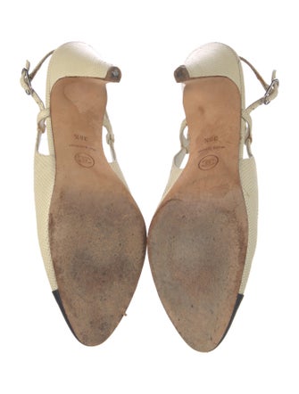 Chanel Interlocking CC Logo Lizard Slingback Pumps