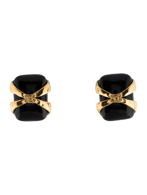 Chanel Vintage Resin CC Clip-On Earrings