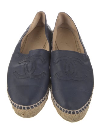 Chanel Interlocking CC Logo Leather Espadrilles