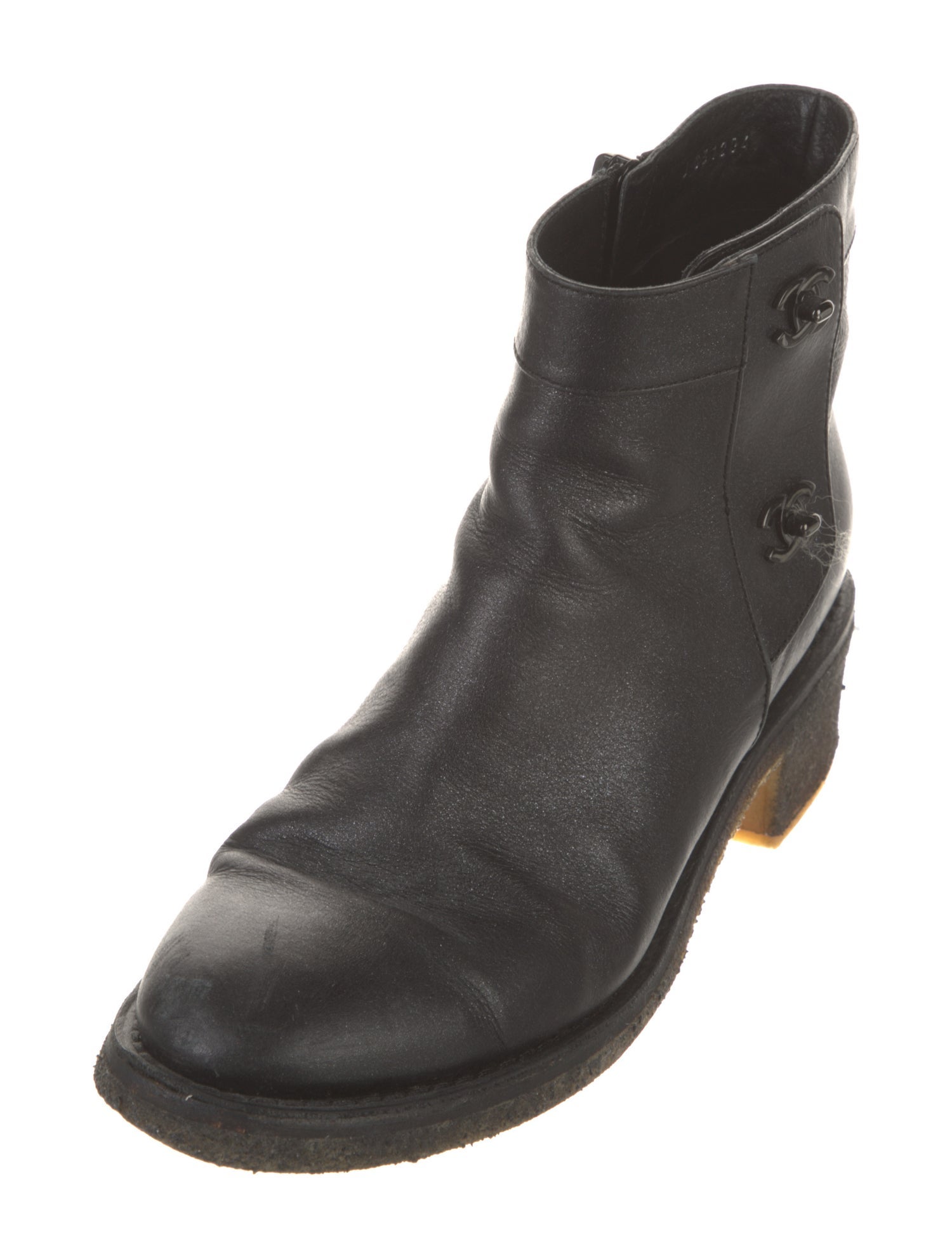 Chanel Interlocking CC Logo Leather Boots