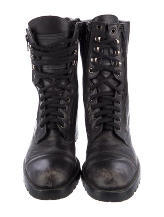 Chanel Vintage Interlocking CC Logo Combat Boots