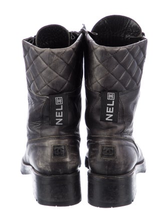 Chanel Vintage Interlocking CC Logo Combat Boots