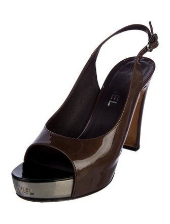 Chanel 2011 Patent Leather Slingback Sandals