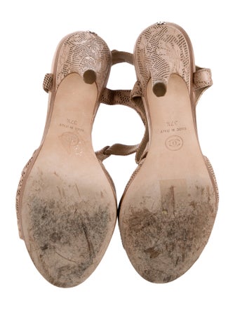 Chanel Interlocking CC Logo Leather T-Strap Sandals