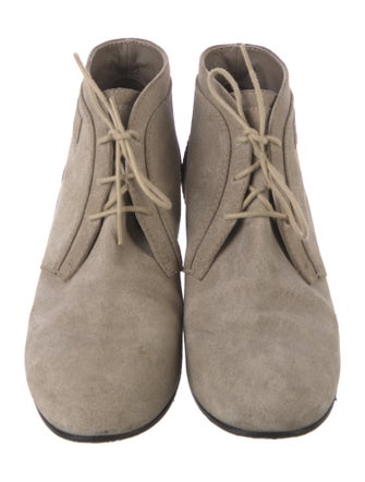 Chanel Quilted Pattern Suede Lace-Up Boots