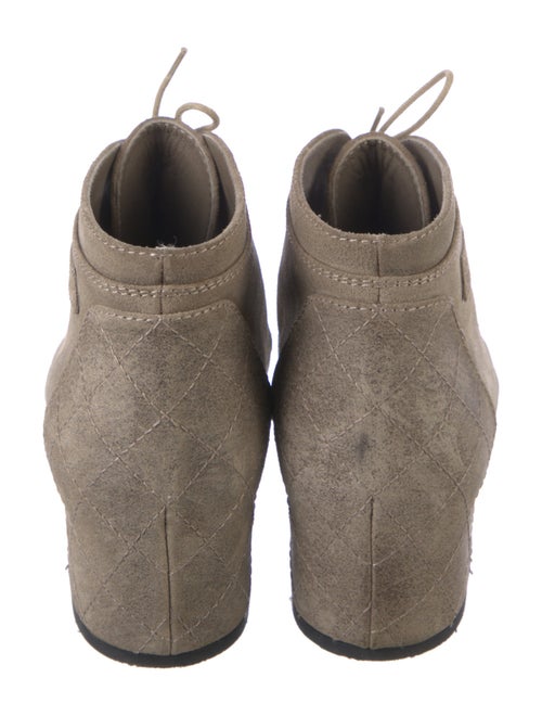 Chanel Quilted Pattern Suede Lace-Up Boots