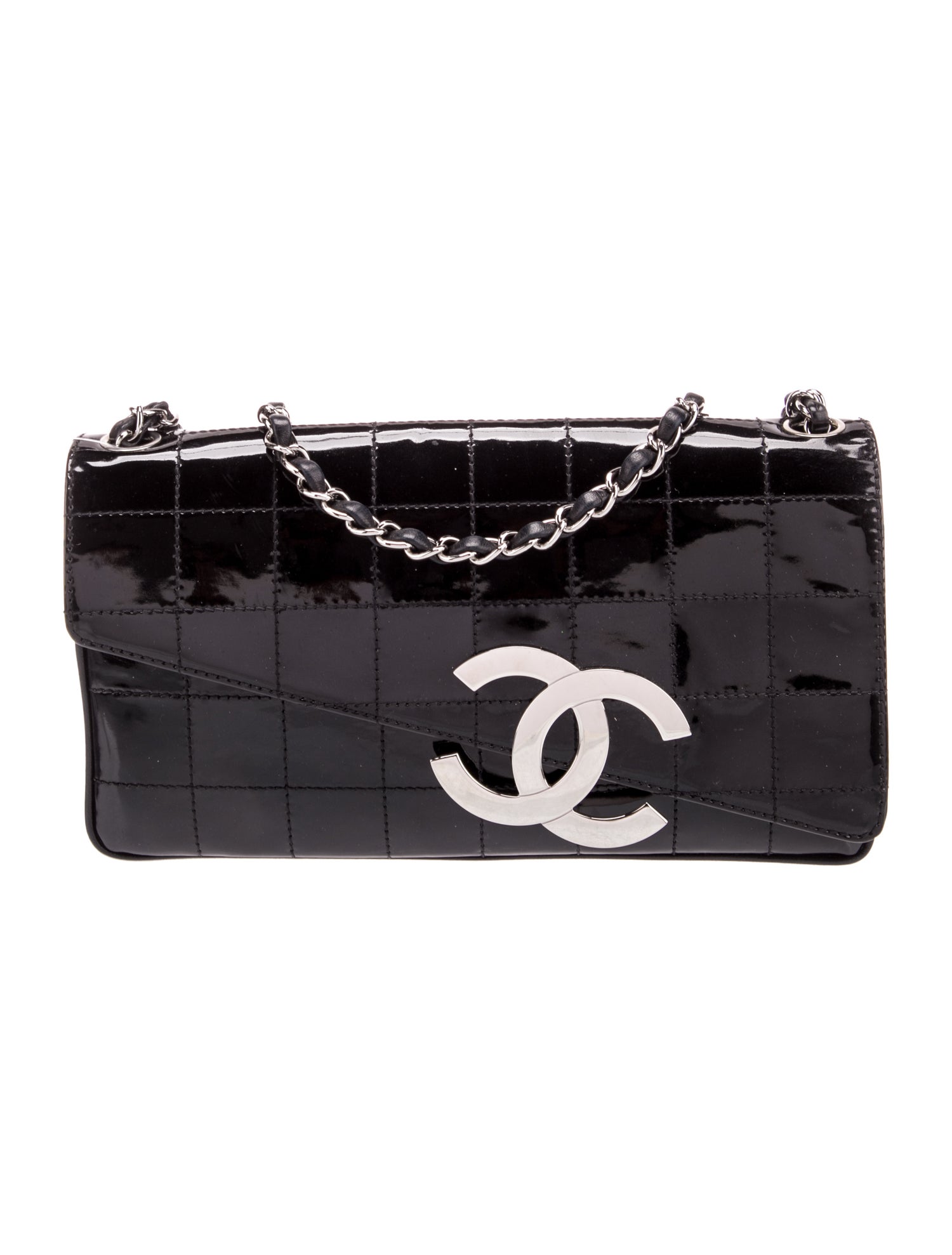 Chanel Patent Leather Diagonal CC Clutch
