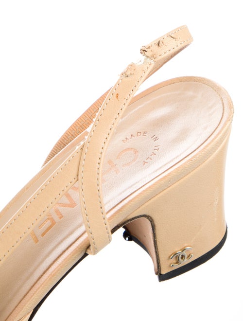 Chanel Interlocking CC Logo Leather Slingback Pumps
