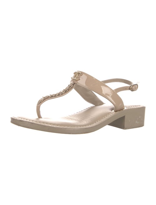 Chanel 2022 Interlocking CC Logo T-Strap Sandals