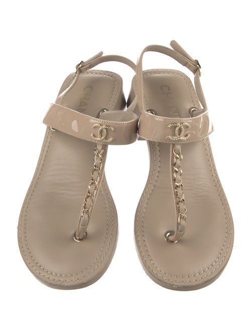 Chanel 2022 Interlocking CC Logo T-Strap Sandals
