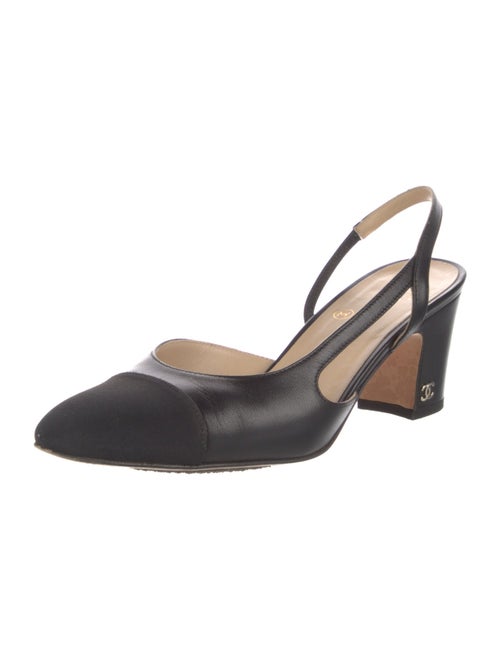 Chanel Interlocking CC Logo Leather Slingback Pumps