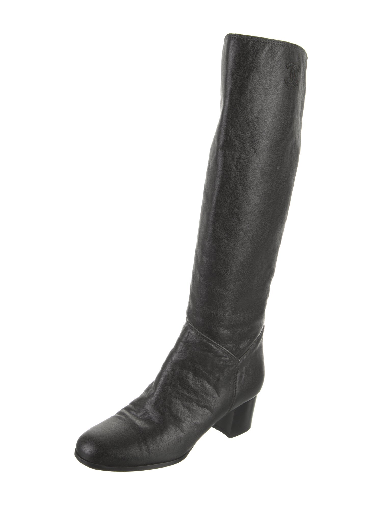 Chanel Interlocking CC Logo Calfskin Riding Boots