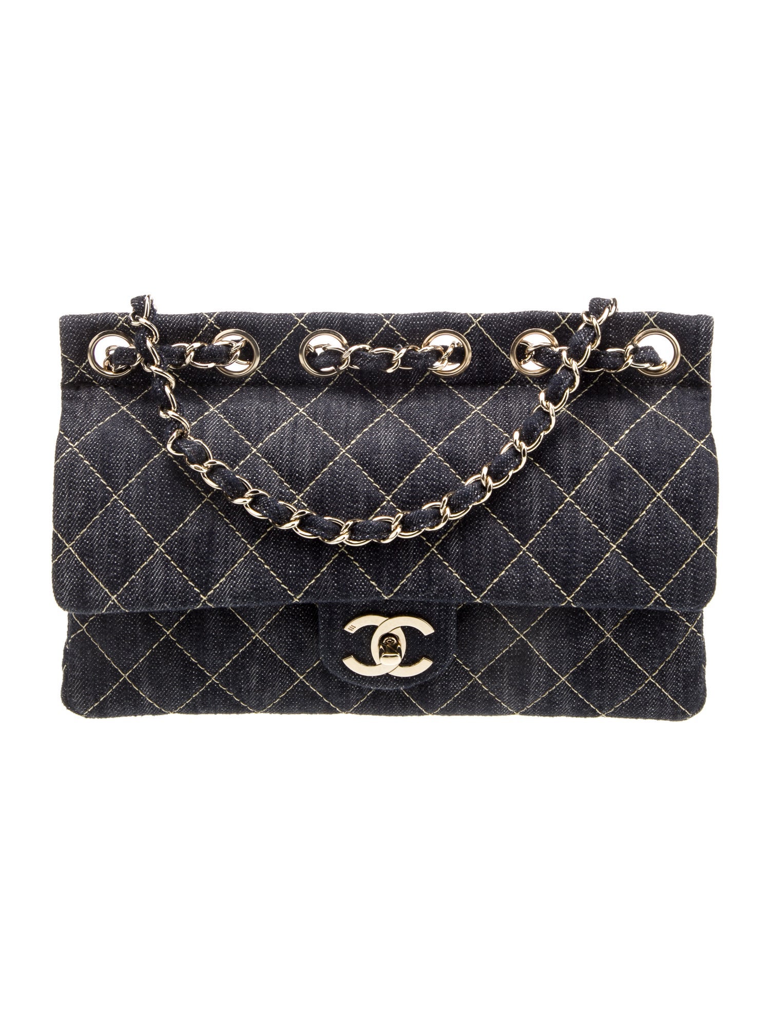 Chanel Denim Chain-Through Flap Bag