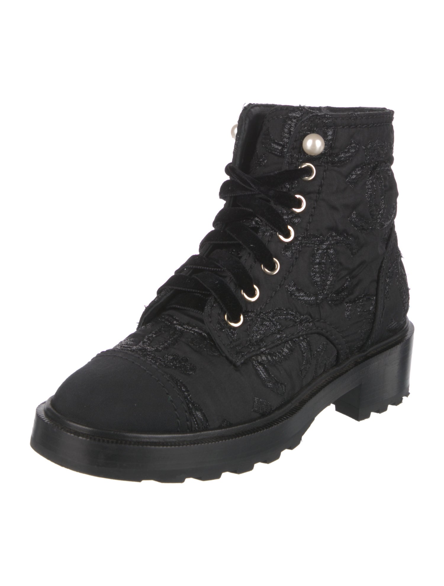 Chanel 2021 Interlocking CC Logo Combat Boots