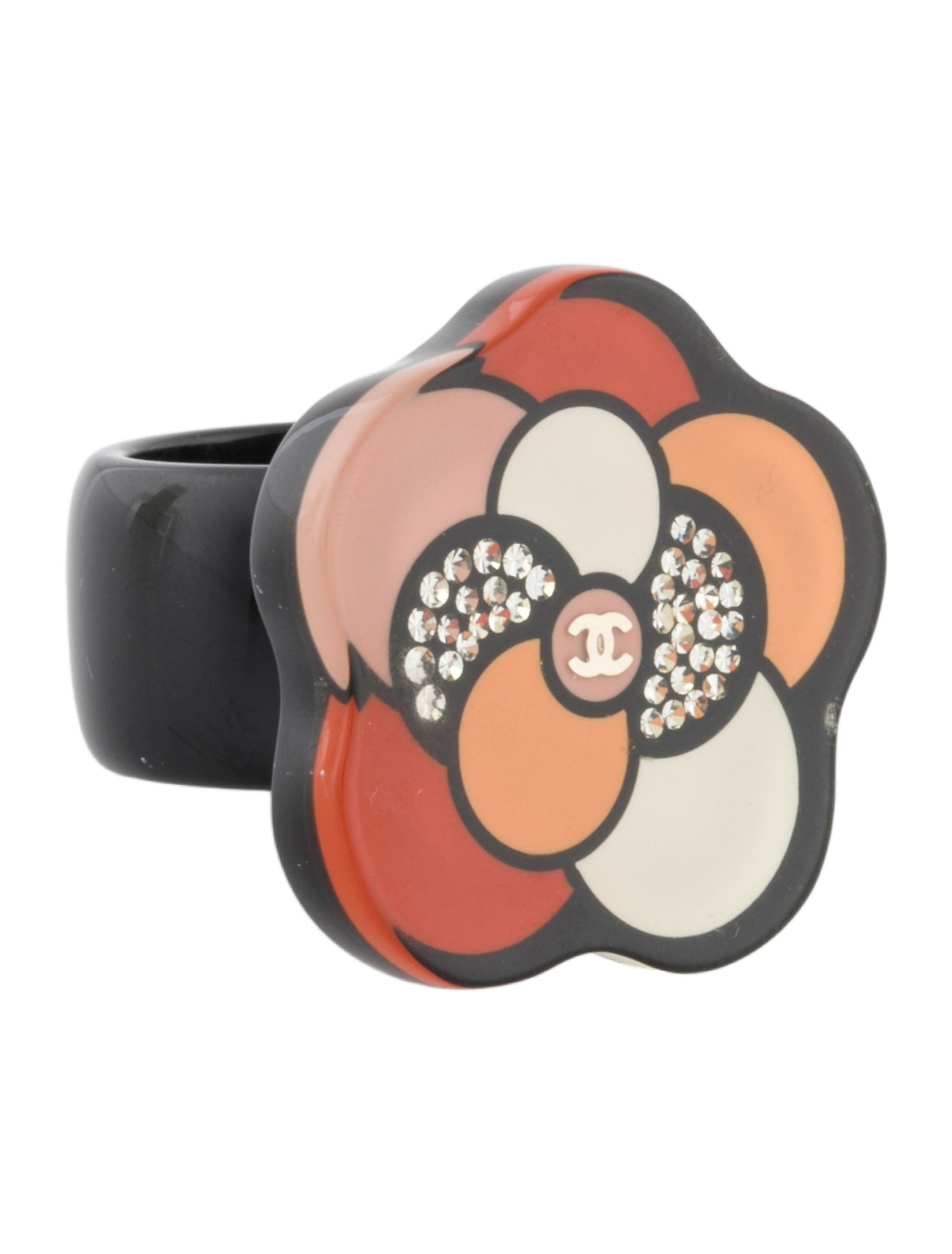 Chanel Resin & Strass Camellia Cocktail Ring