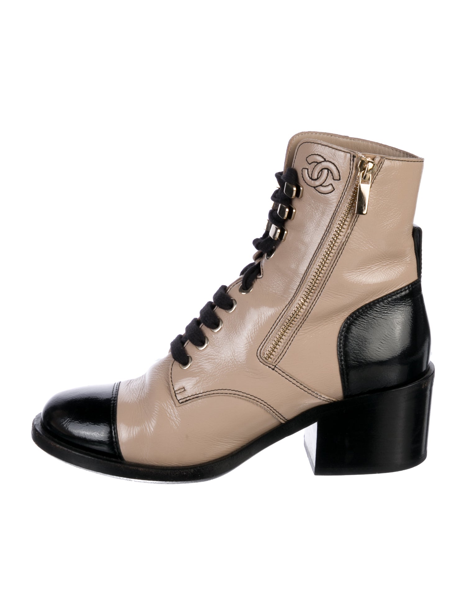 Chanel 2019 Interlocking CC Logo Combat Boots