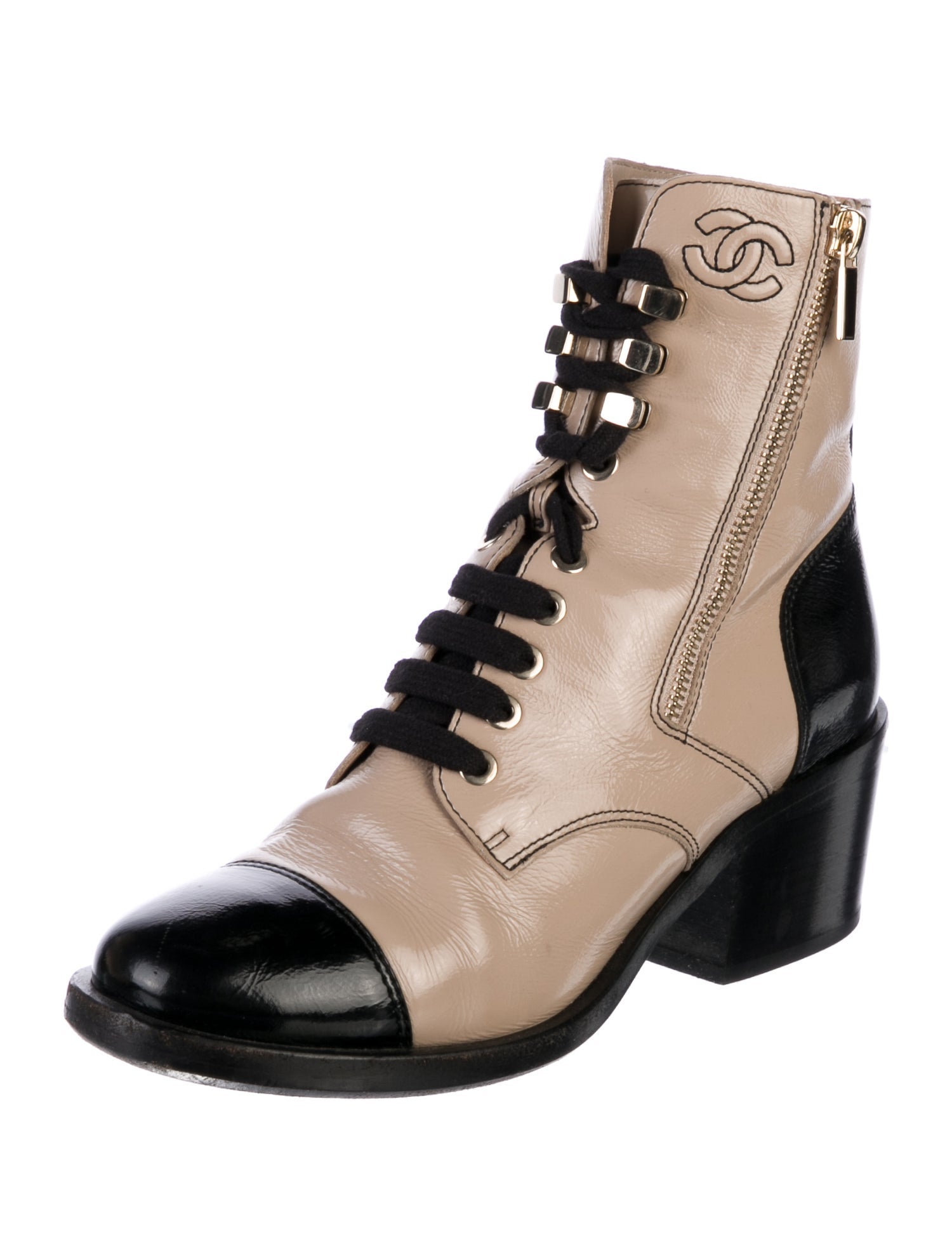 Chanel 2019 Interlocking CC Logo Combat Boots