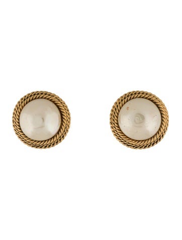 Chanel Clip-On Vintage Faux Pearl Earrings