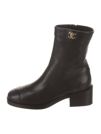 Chanel 2022 Interlocking CC Logo Moto Boots